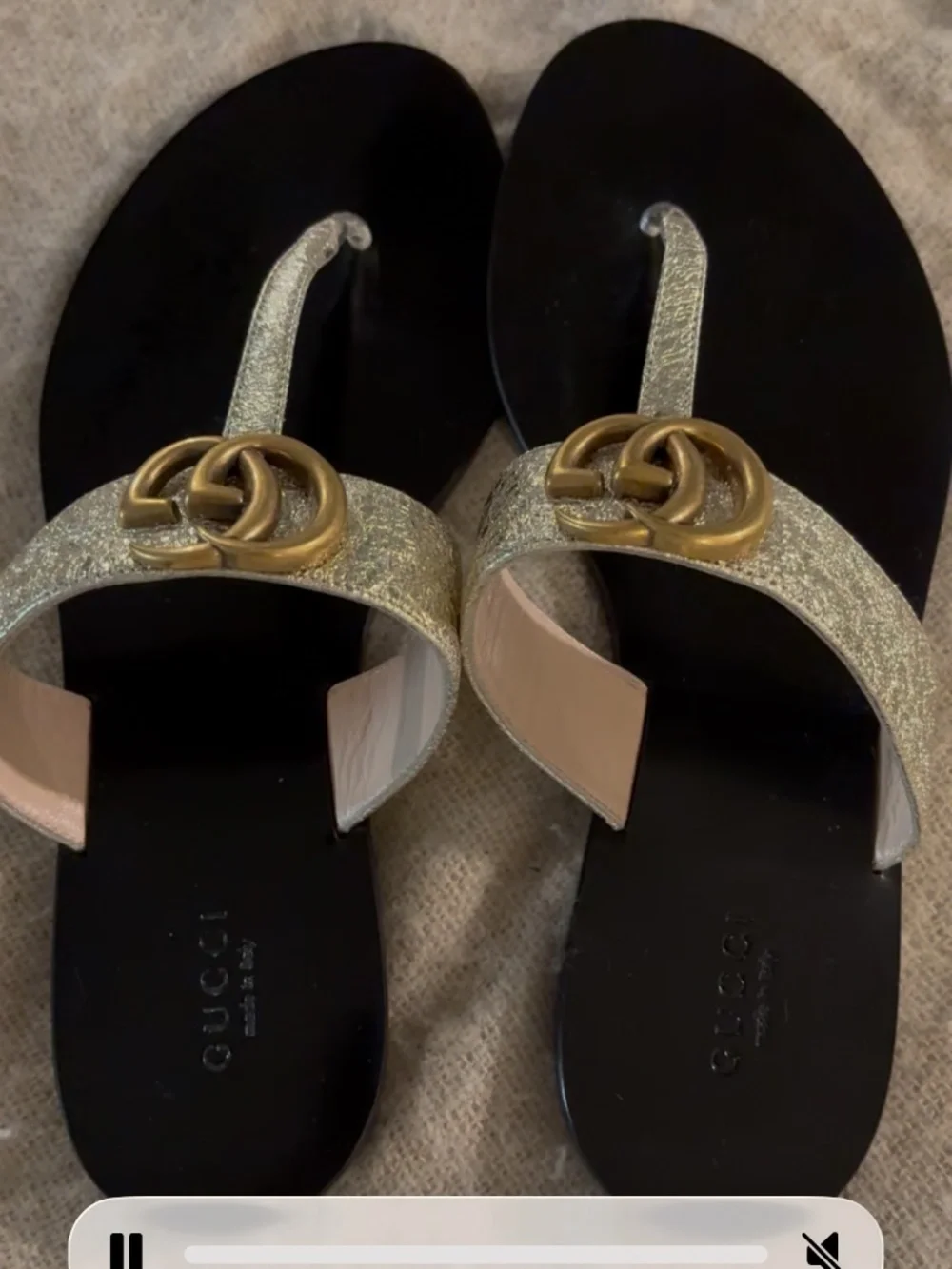 Gucci leather in colour gold sandals in good condition like new. - Picture 1 of 3
